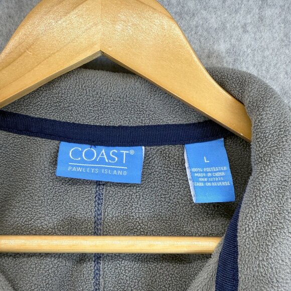 Coast Pawleys Island SC Mens Size Large Gray‎ Navy Blue Fleece Vest Full Zip - Picture 3 of 9